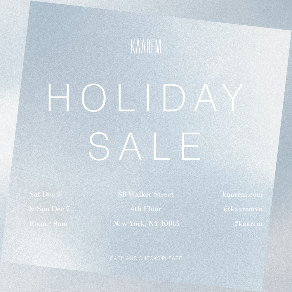 KAAREM Holiday Sale in New York City - December 6-7, 2014